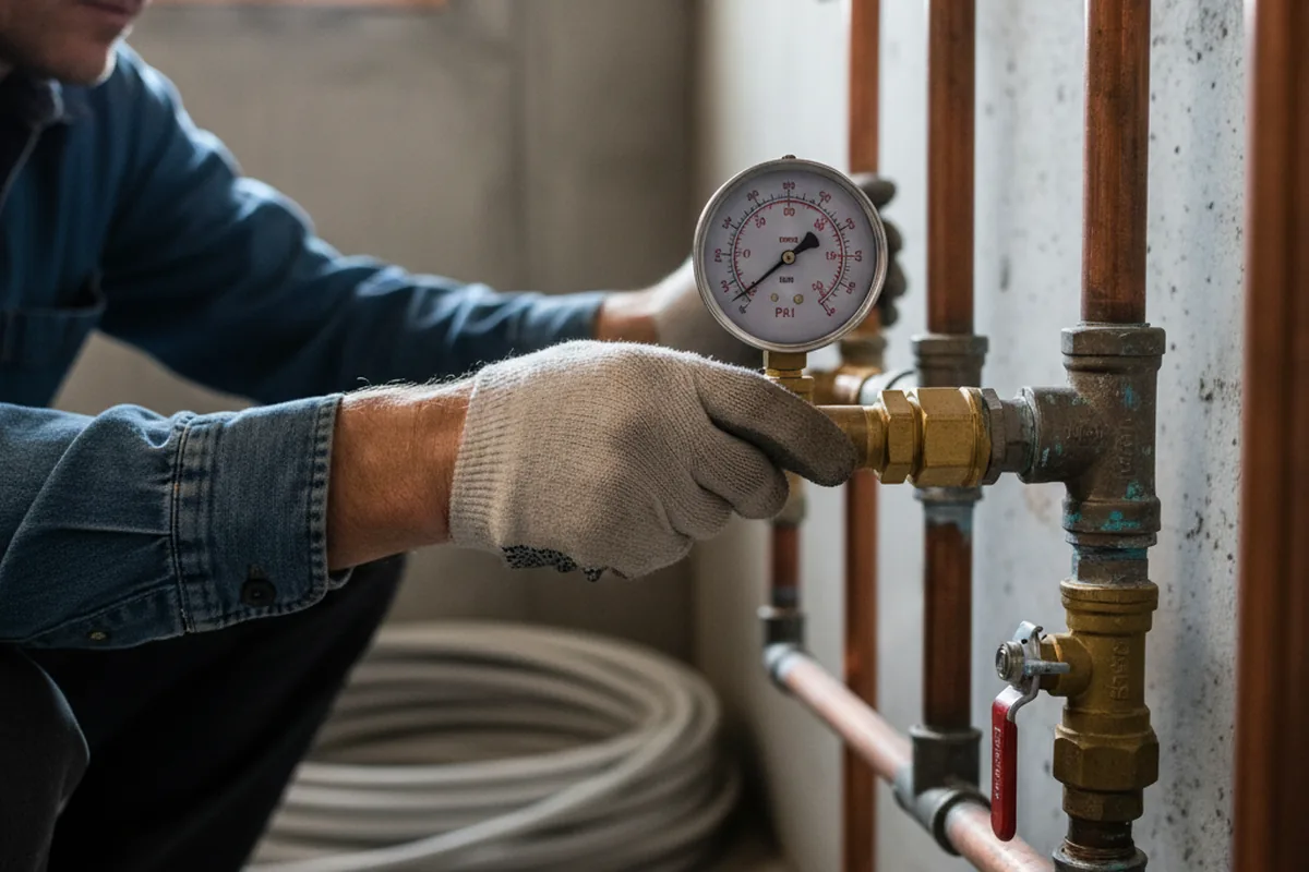 Pressure testing a repaired line during Water Line Repair in Youngtown